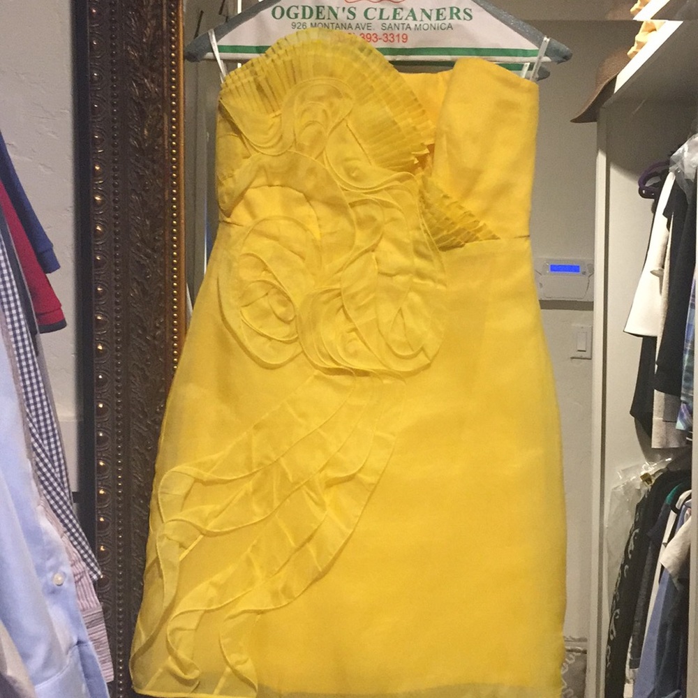 Strapless silk cocktail dress